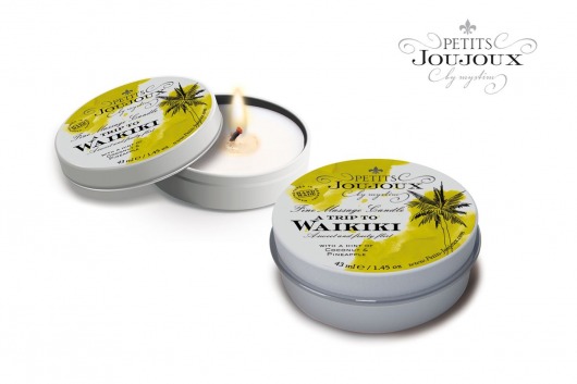 Массажная свеча Petits Joujoux Waikiki Beach с ароматом кокоса и ананаса - 33 гр. - MyStim - купить с доставкой в Новочебоксарске