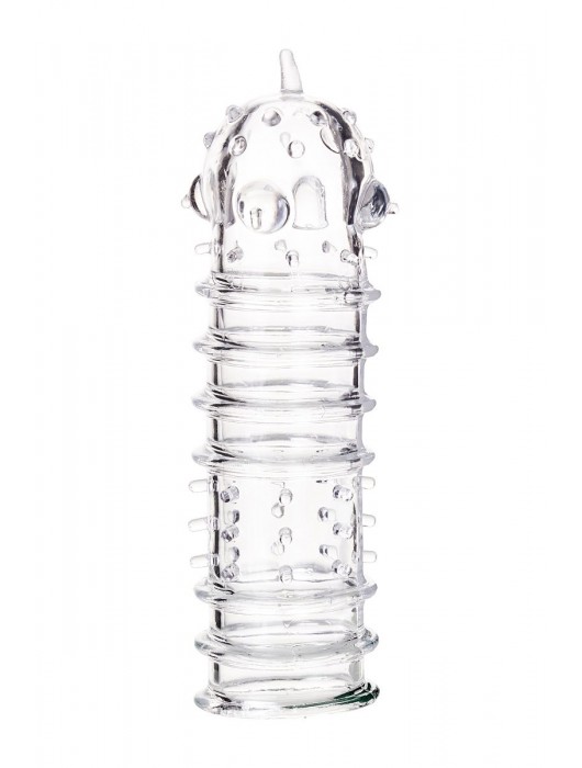 Прозрачная насадка на пенис TOYFA A-Toys с ребрами и точками - 15,3 см. - A-toys - в Новочебоксарске купить с доставкой