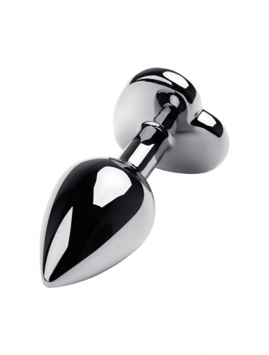 Серебристая анальная пробка с прозрачным кристаллом-сердцем - 8 см. - ToyFa - купить с доставкой в Новочебоксарске