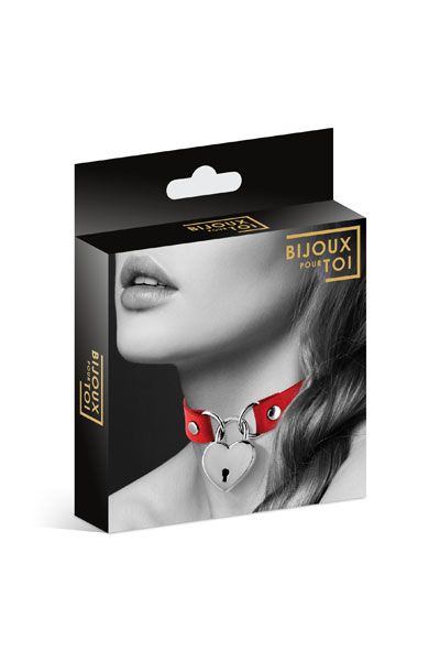 Красный чокер с замком в форме сердца - Bijoux Pour Toi - купить с доставкой в Новочебоксарске