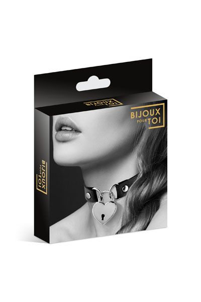 Черный чокер с замком в форме сердца - Bijoux Pour Toi - купить с доставкой в Новочебоксарске