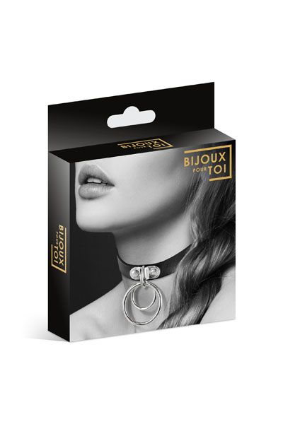 Черный чокер с двумя кольцами - Bijoux Pour Toi - купить с доставкой в Новочебоксарске
