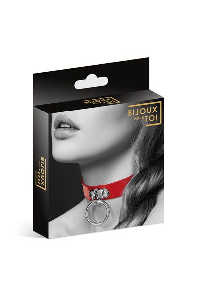 Красный узенький чокер с кольцом - Bijoux Pour Toi - купить с доставкой в Новочебоксарске