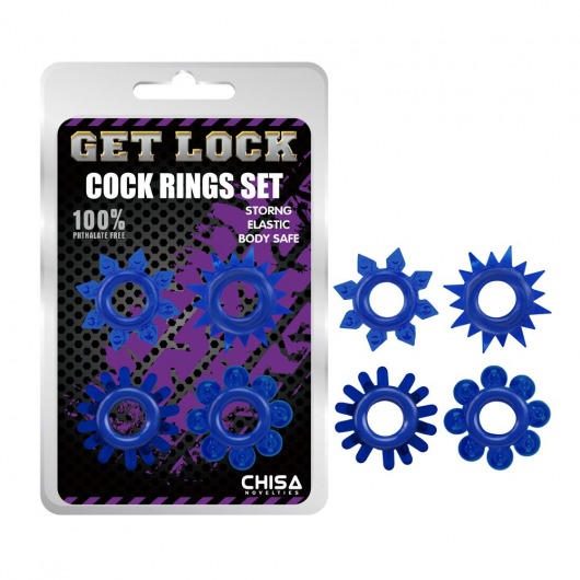 Набор из 4 синих колец Get Lock - Chisa - в Новочебоксарске купить с доставкой