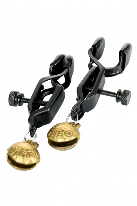 Черно-золотистые зажимы для сосков TOYFA Theatre - ToyFa - купить с доставкой в Новочебоксарске