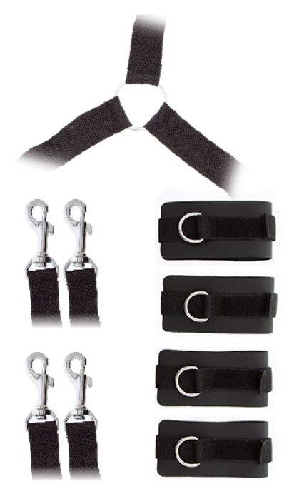 Комплект наручников и поножей LUXURIOUS BED RESTRAINT CUFF SET - Blush Novelties - купить с доставкой в Новочебоксарске