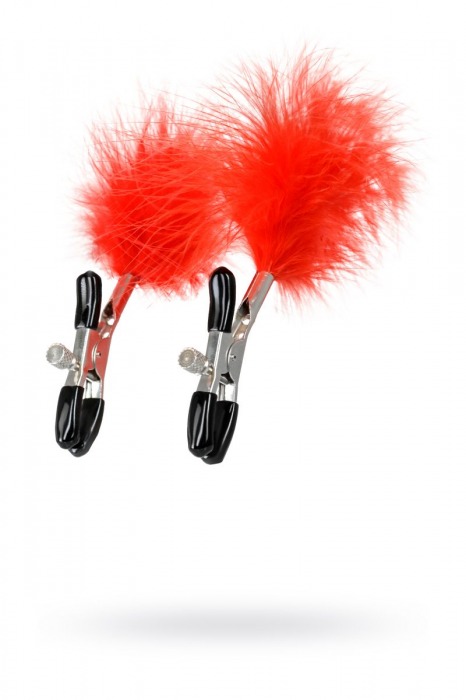 Зажимы для сосков с красным пухом Theatre - ToyFa - купить с доставкой в Новочебоксарске