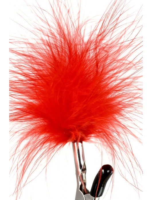 Зажимы для сосков с красным пухом Theatre - ToyFa - купить с доставкой в Новочебоксарске