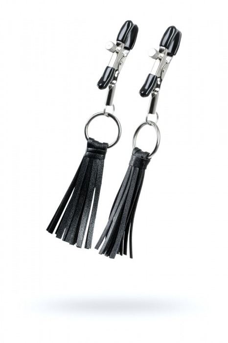 Черно-серебристые зажимы для сосков Theatre с кисточками - ToyFa - купить с доставкой в Новочебоксарске