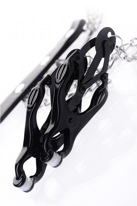 Черно-серебристые зажимы для сосков с кольцом для пениса TOYFA Metal - ToyFa - купить с доставкой в Новочебоксарске