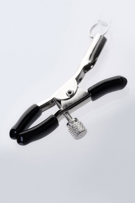 Серебристо-чёрные зажимы для сосков с кольцом для пениса TOYFA Metal - ToyFa - купить с доставкой в Новочебоксарске